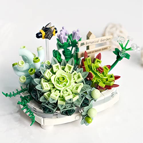 Creator Flower Bouquet,389Pcs Loz Blocks Succulents Bonsai Model Kit DIY Assembly Toys For Adults and Kids, Not Compatible With Lego