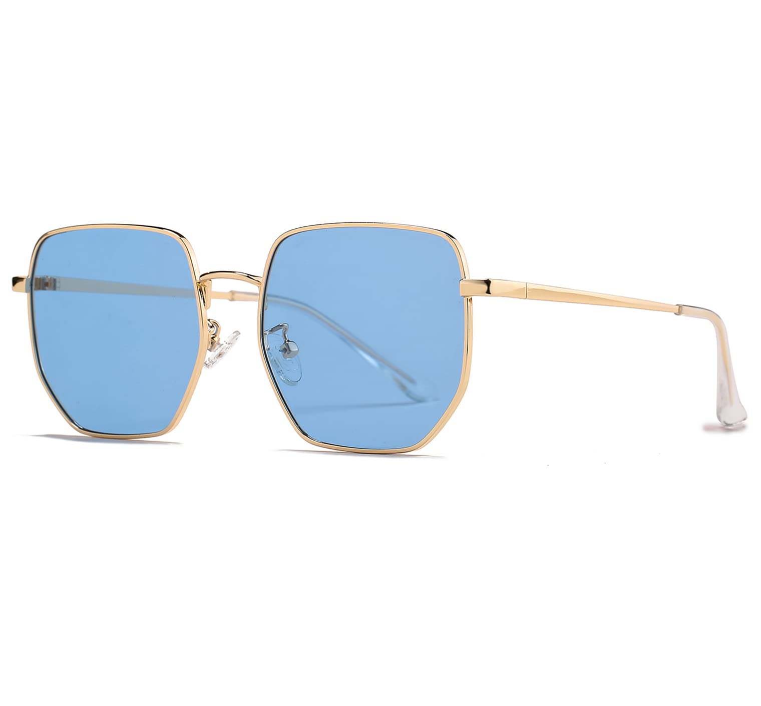 HJSTES Large Hexagonal Polarized Sunglasses Womens Men Trendy Square Mirrored Lens UV Protection