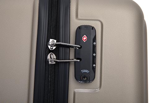 3 Piece ABS Lightweight Suitcase Set for Stress-Free Travel, Versatile Sizes (20/24/28), Gold Finish3