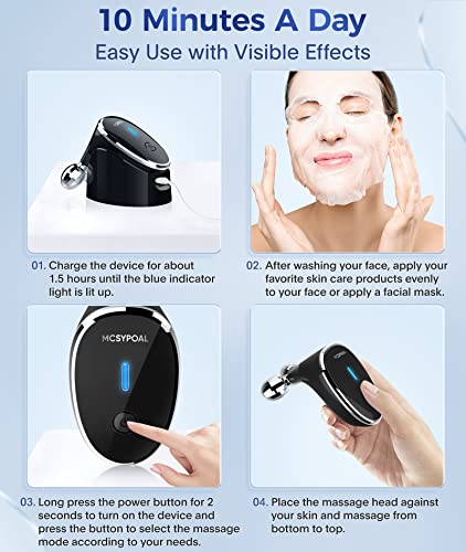 Microcurrent-Facial-Device - Skin Tightening Device, Microcurrent Facial Massager, Face Massager Roller For Face Lift, Wrinkle Removal, Anti Aging, Skin Rejuvenation, Glossy Black #TOP5