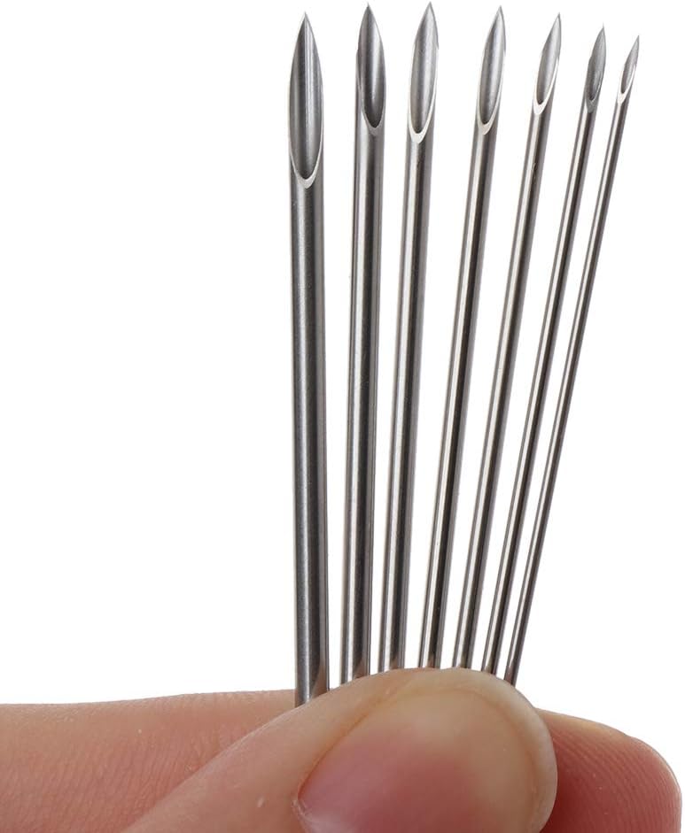 10 Pieces Stainless Steel Body Piercing Needle Sizes 12g 13g 14g 15g 16g 18g 20g