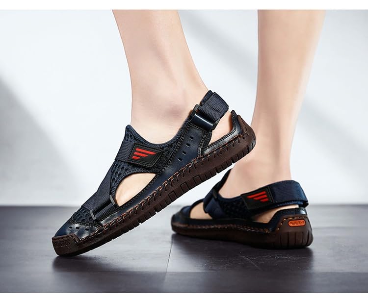 Mens Leather Closed Toe Sandals Outdoor Summer Anti Slip Beach Shoes Breathable Lightweight For Hiking Walking Wading Sports2