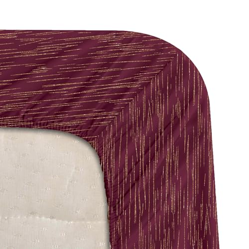 Image of Stoa Paris 350TC Luxture Cotton King Fitted Bedding Set with 2 Pillow Covers, All-Around Elastic Fitted Bedsheet 183cm x 198cm + 30cm Drop, All Season Comfort, Breathable, Panache 2.0 - Ruby