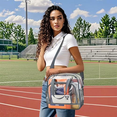 Image of Paxiland Clear Bag for Stadium Events, 12x6x12 inches Tote Bag with Detachable Reinforced Strap for Sports Concert and Work