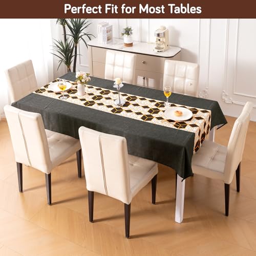 Image of HOKIPO Modern Grace Table Cloth for 6 Seater, 55x86 in, Amber Hive