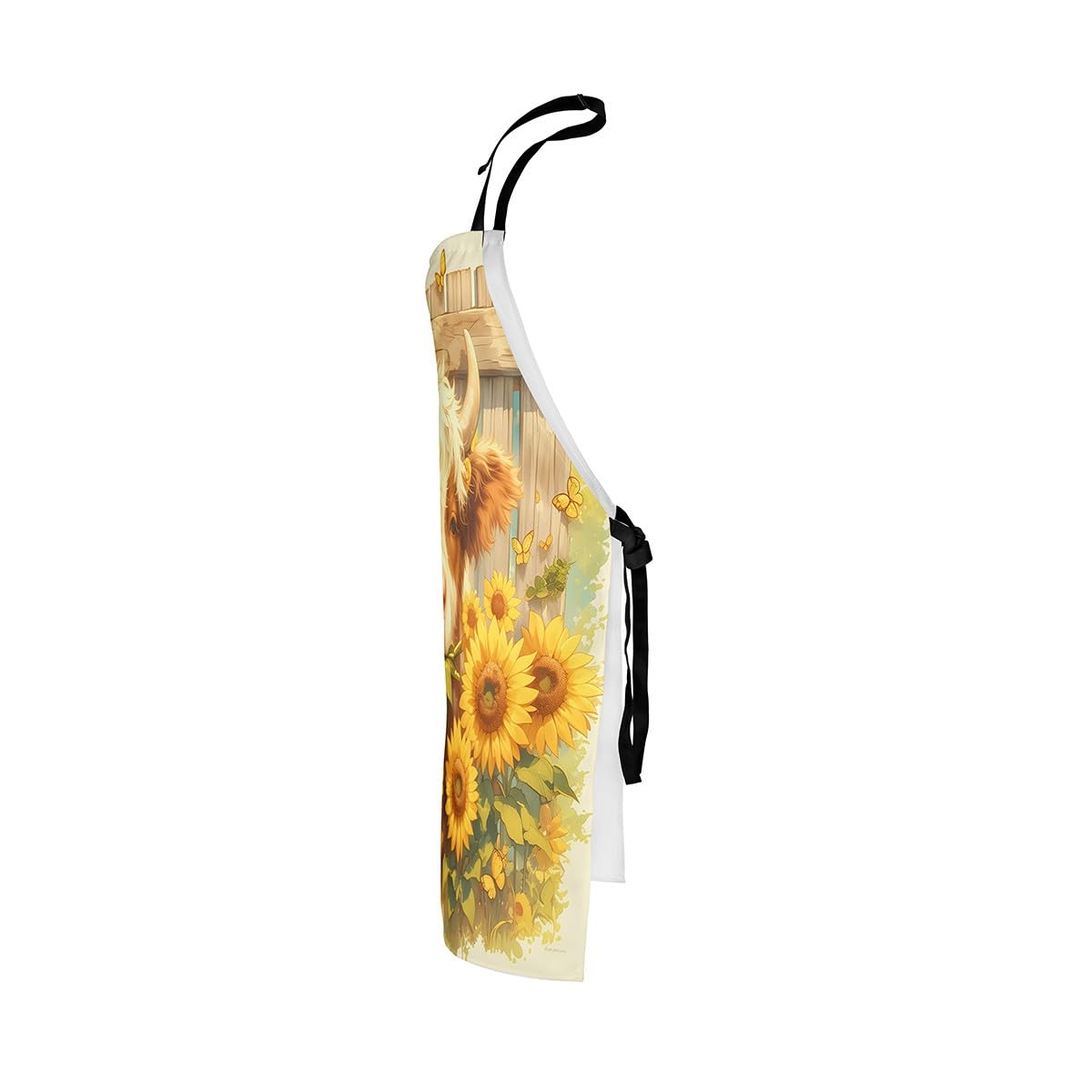 Loussiesd Highland Cow Apron for Women Men 78x66cm Kids Sunflower Highland Cattle Bib Apron with Adjustable Neck Cute Farmhouse Animal Waterproof Apron Cooking Kitchen Chef Apron - Image 4