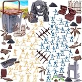 3 otters 90PCS Pirate Toy Set, 2 Colors Pirate and Skeleton Warriors Figures with Accessories for Kids Birthday