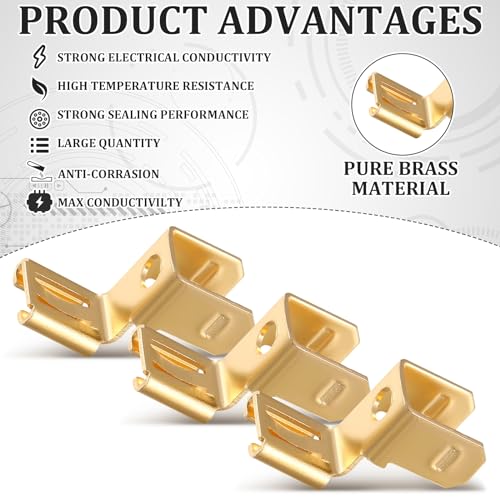 Yaocom YAOCOM-CHAIR TERMINAL-02 25 Pcs Piggyback Spade Connectors Chair Terminal Quick Disconnect Electrical 3 Way Adapter, 1/4 Inch 2 Male And 1 Female Tabs, Non Insulated Brass 90 Degree Electrical Crimp Terminals Connectors thumb #3