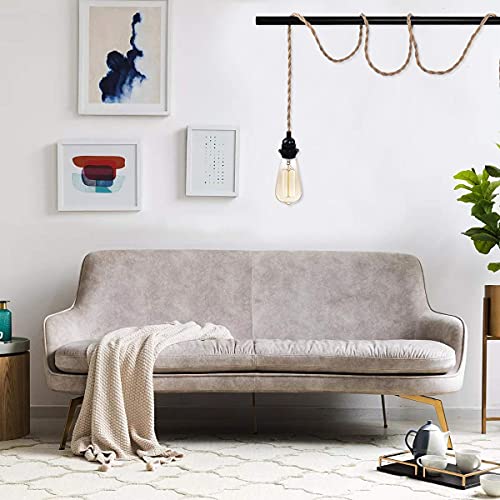 Industrial Pendant Light Cord, 15Ft Plug In Hanging Light Kit With Switch, E26 Vintage Twisted Hemp Rope Pendant Lighting For Farmhouse, Pendant Light Extension, Cable Diy #TOP6