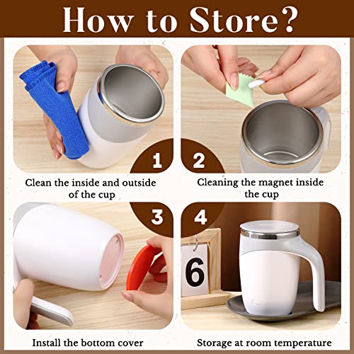 Self Stirring Coffee Mug 2 Pieces Rotating Home Office Travel Stirring Mug Automatic Magnetic Mug Stirring Coffee Mug Self Stirring Stainless Steel Mug Christmas Gift Birthday Gift #TOP3