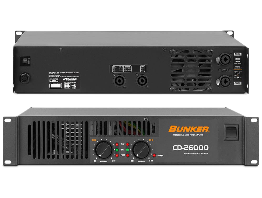 Bunker Amplificador de Audio Profesional CD-26000, Clase D, 2 Canales ...