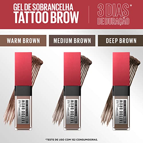 Image of Maybelline Tattoo Brow 3 Day Styling Brow Gel, Warm Brown, Semi-Permanent (Pack of 2)