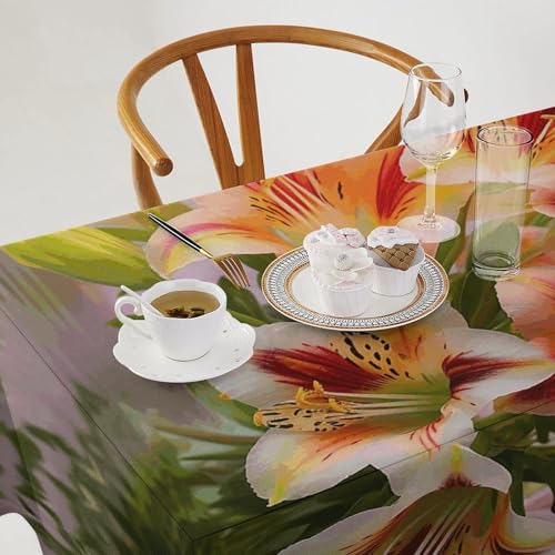 Nappe de table rectangulaire lavable imprimée motif alstroemeria - 4