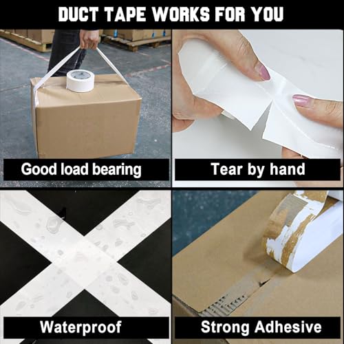 Image of BOMEI PACK Black White Silver Duct Tape 1.88inch x 30yds, 9.0mil Heavy Duty Industrial Strong Duct Tape for Indoor Outdoor Repair Fixation Reinforcement Sealing, Total 3Rolls 90Yds