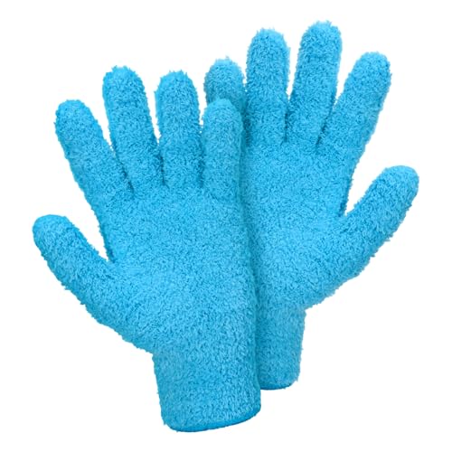 Abeillo Microfiber Gloves for Plants Dusting Cleaning, Reusable Washable Cleaning Gloves Mittens House Cars Blinds Dusting(Navy Blue)