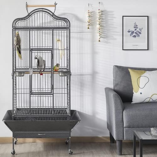 costoffs Extra Large Parrot Cage Open Play top Bird Cage for African Grey Parakeets Cockatiels with Stand Black 160 cm
