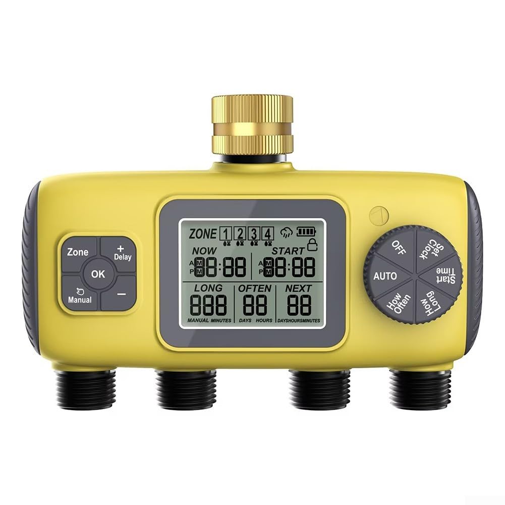 Timer automatico per irrigazione a quattro vie, regolatore di irrigazione da giardino con 4 uscite, per valvola filettata BSP 3/4 per la cura delle piante da cortile, per ABS