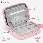 Zannaki Cute Pill Organizer for Purse with Two Removable 7-Day Pill Box, Travel PU Leather Pill Case, Portable Weekly Pill Container with Storage Bag to Hold Vitamins, Fish Oils, Supplements (Pink)