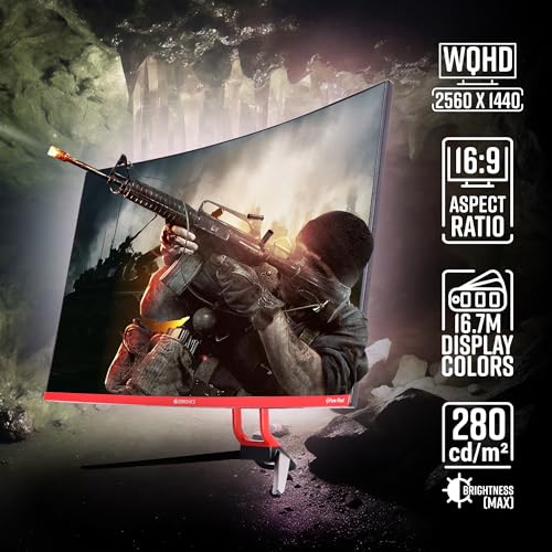 Image of ZEBRONICS S32A, 1800R Curved Gaming Monitor, 32 inch (80cm), 280 nits, 180Hz, WQHD, 2560x1440, FreeSync, 1ms MPRT, HDMI, DP, HDR10, Bezel Less, Built-in Speakers, Wall Mountable