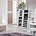 LANGRIA Lockable Jewelry Cabinet Standing Jewelry Armoire Organizer with Mirror, Full Length Standing Jewelry Storage, 4 Angle Adjustable, for Rings, Earrings, Bracelets, Broaches, White Finish