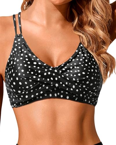 Image of Holipick Twist Front Bikini Tops for Women - Push Up Bathing Suit Top Padded Swimsuit Top