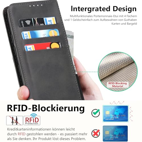 Vaki Handyhülle für Samsung Galaxy S26 Hülle mit Schutzfolie, Cover PU Leder Wallet Kartenfach Klapphülle, Schutzhülle für Samsung S26 Flip Case Coqu Tasche Handyschutz (Schwarz)