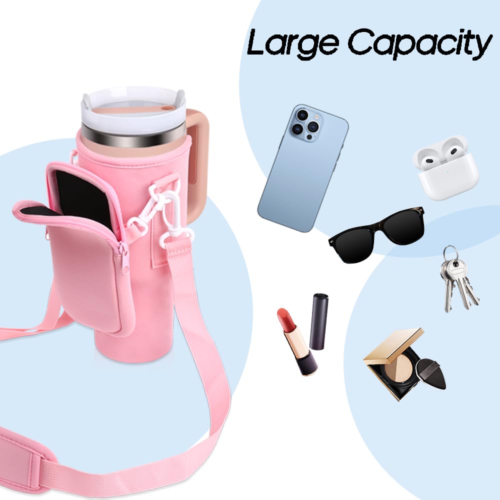 HéBei Water Bottle Carrier Bag - Compatible With Stanley 40oz Tumbler, Pouch With Shoulder Strap For Outdoor - View #12
