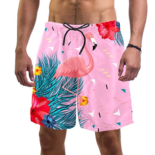 Short de bain homme flamant rose Yuzheng pour la plage