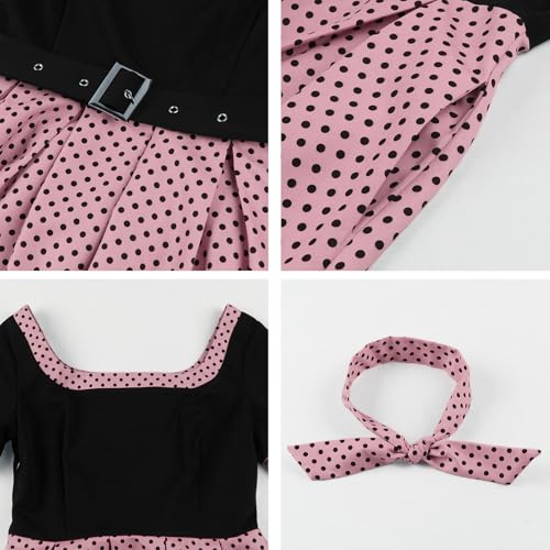 Robe trapèze rétro des années 1950 femme ODIZLI avec manches courtes