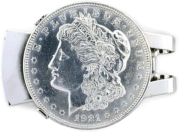 1921 Morgan Dollar Handmade Silverplated Silver Plated Steel Money Clip T3A31