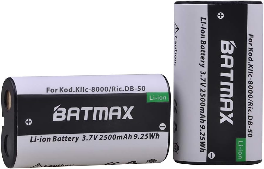 Batmax 2Pcs 2500mAh KLIC-8000 KLIC8000 DB50 Battery + Charger Kits for Kodak Easyshare Zx1 ZxD Z612 Z712 Z812 Z1085 Z1015 Z1012 Z1485 Z8612 is