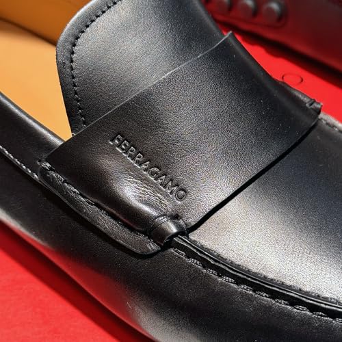 GIULITO Men's Strap Loafers Black Leather Drivers Dress Moccasin Slip-on (Salvatore2