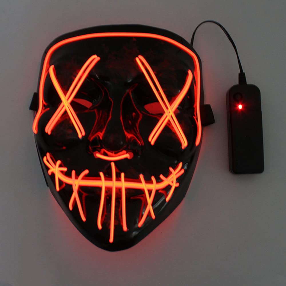 CubePlug Light Up The Purge LED Stitches Mask Rave Party Festival Halloween Costume…