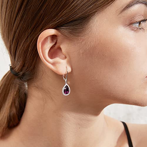 Dangle Drop Earrings Women Diamond Earrings Amethyst Earrings Silver Earrings For Women Silver Drop Earring 925 Sterling Silver Earrings Women Cubic Zirconia Earrings Leverback Earrings #TOP6