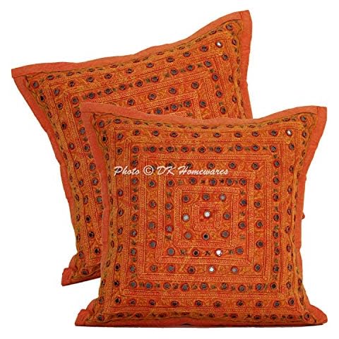 DK Homewares Indio Fundas De Cojines De Sofa Bohemio Naranja Cover