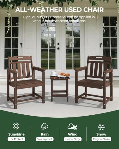 Image of Outdoor Patio Dining, All-Weather HDPE Chair Fade-Resistant, and Low Maintenance for Backyard, Garden, or Patio, Brown