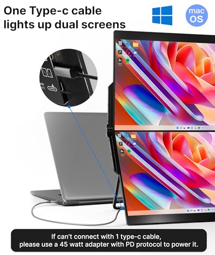 Image of Ingnok Dual 15.6 inch & 18.5 inch Laptop Screen Extender with 4 Speakers, Mini HDMI and Type-C Ports Ensure Easy Plug-and-Play with laptops, PCs, and Mini PCs