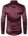 ZEROYAA Men's Luxury Jacquard Long Sleeve Dress Shirt Shiny Satin Slik Like Wedding Party Prom Shirts ZLCL27-Maroon X-Large