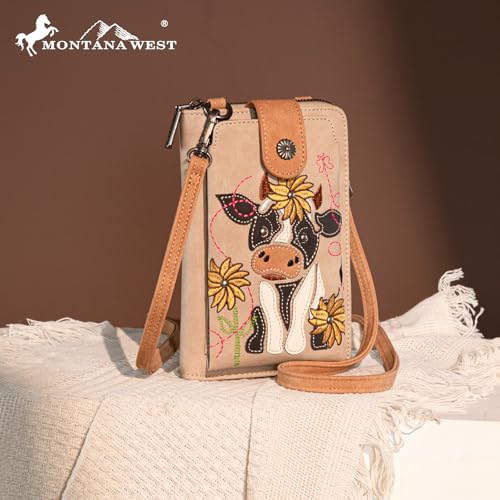 Image of Montana West Western Crossbody Phone Wallet for Women RFID Blocking Wallet Purse with Cash Slots & Zipper Pocket