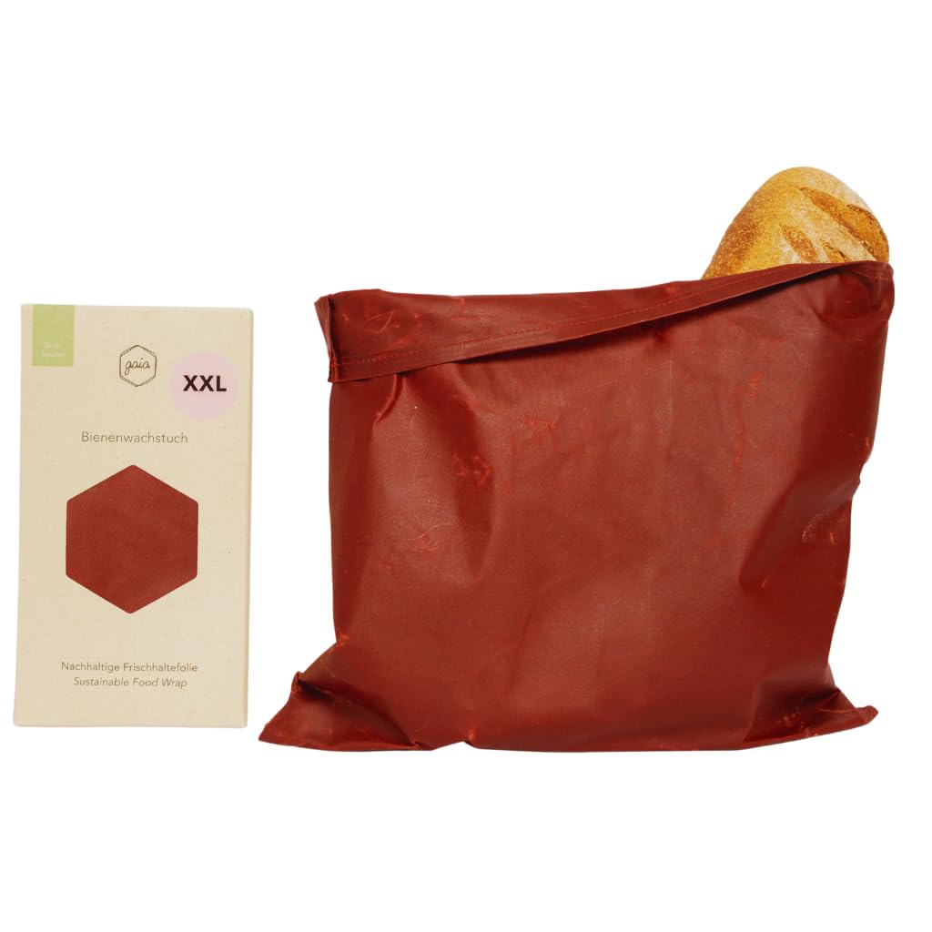 Gaia Sacs à Pain En Cire D'abeille Bio - 100 % Sans Plastique - Sachets En Cire D'abeille Pour Pain Et Aliments - Sac à Pain Bio Pour Garder Au Frais ( Taille