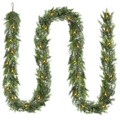 Guirnalda de abeto, guirnalda navideña iluminada, guirnalda de Navidad con iluminación, decoración navideña (5 m)