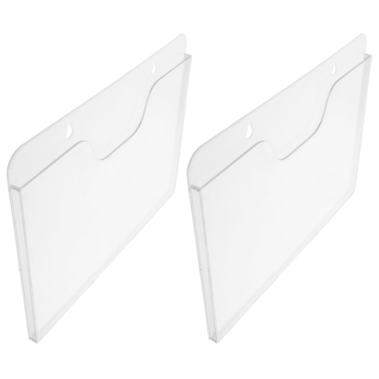Soporte Organizador de Documentos de Pared Acrílico Transparente A4 Horizontal 2 Piezas, Porta Folletos y Revistero para Oficina y Espacios Comerciales