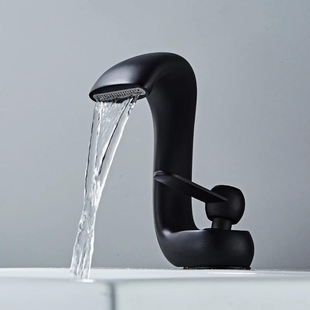 Mitigeur de lavabo en laiton noir SLT264 au design haut de gamme