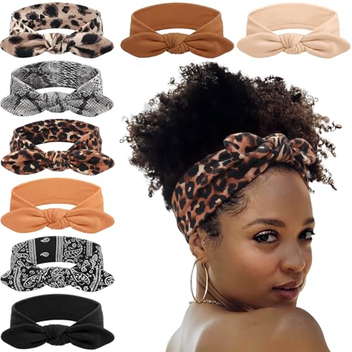 Image of DRESHOW 8 Pack Headbands for Women Yoga Knotted Headbands Elastic Criss Cross Hair Accessories Sports Head Wrap Non Slip
