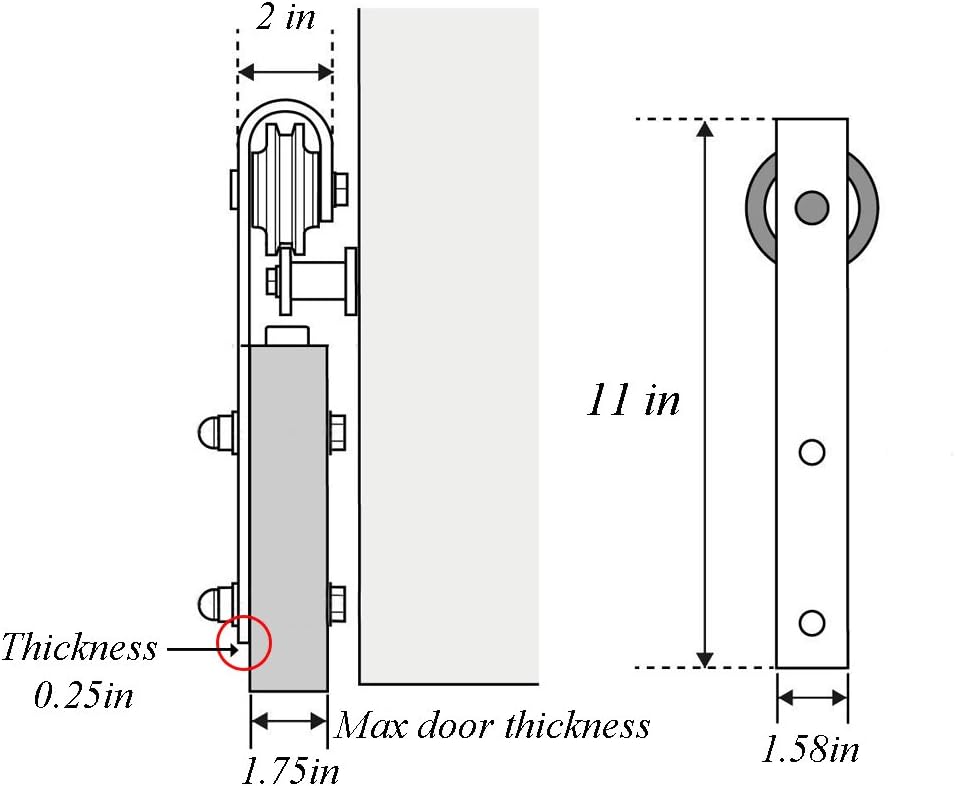 LWZH 6FT Heavy Duty Sliding Barn Door Hardware Track Hanging Barn Door Hardware Kit (Black Double Door Sliding Rail)