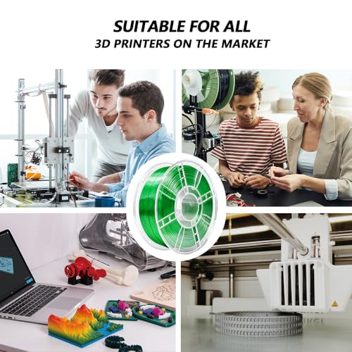 Image of iBOSS 3D Printer Silk Filament, Shiny Silk PLA+ Filament 1.75mm, Smooth Silky Surface PLA Plus, Great Easy to Print for 3D Printers, Dimensional Accuracy + /- 0.02mm, Silk Green 1KG