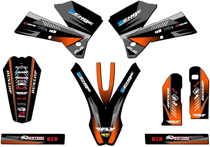 2005-2007 EXC Surge Orange Senge Graphics Complete Kit with Rider I.D. Compatible with KTM