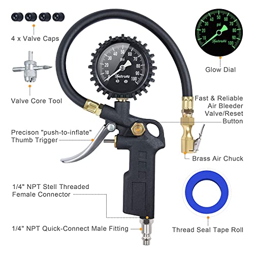 Astroai US100 Tire Pressure Gauge With Inflator thumb #3
