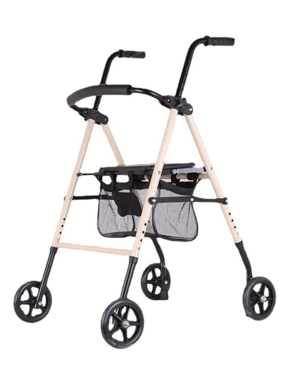 NOBRIM Rollator na 4 kołach z siedzeniem, przednie koła dla osób starszych, dorosłych, z oparciem, torba do przechowywania, regulowana, można pchać i siedzieć