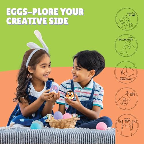 Image of Kalakaram DIY Egg Painting Kit with 5 Wooden Eggs for Painting | Painting & Coloring Activity Kit | DIY Art and Craft Creative Activity Gift Kit for Teens, Girls, & Kids Age 6, 7, 8, 9, 10+